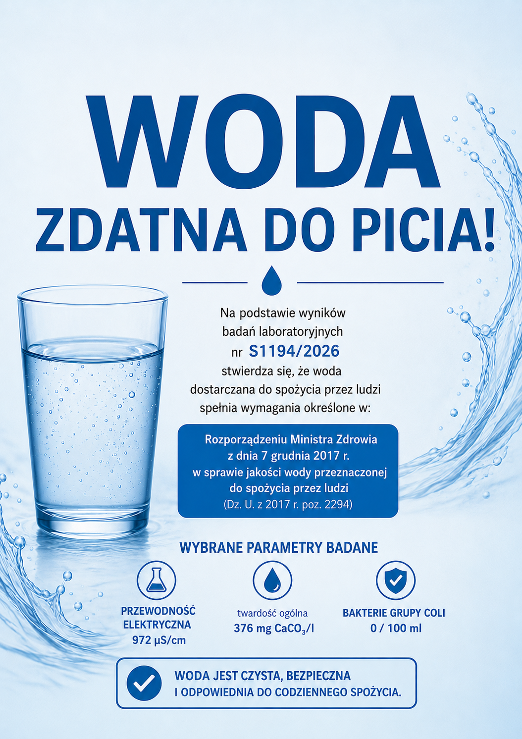 Woda zdatna do picia 2026r